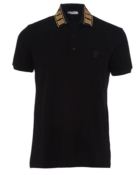 versace polo black and gold|Versace long sleeves polo shirts.